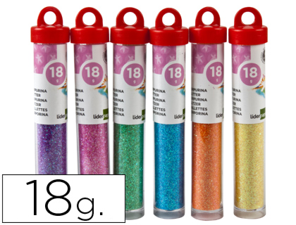 Bote 18g. purpurina Liderpapel colores pastel  metálicos surtidos